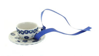 Polish Pottery Festive Fir Cup & Saucer Ornament