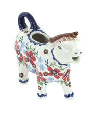 Polish Pottery Red Poppy Cow Creamer