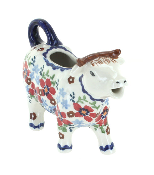 Polish Pottery Red Poppy Cow Creamer