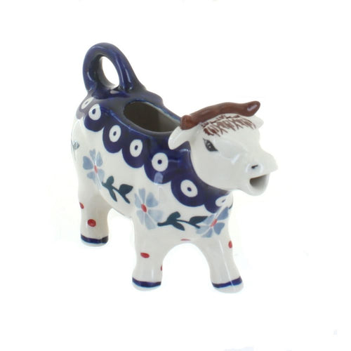 Polish Pottery Blue Violet Cow Creamer