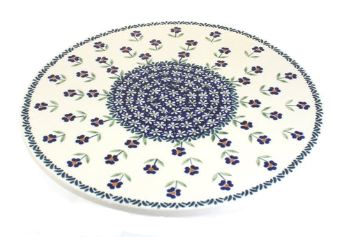 Polish Pottery Blue Daisy Round Cutting Board