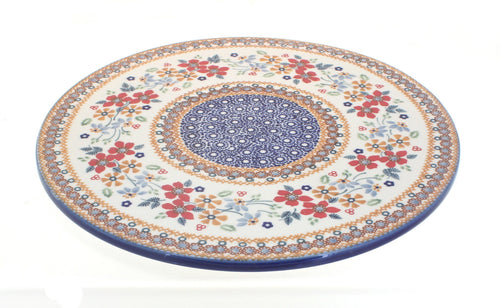 Polish Pottery Red Daisy Round Cutting Board