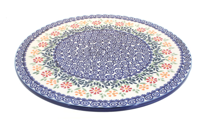 Polish Pottery Garden Bouquet Round Cutting Board