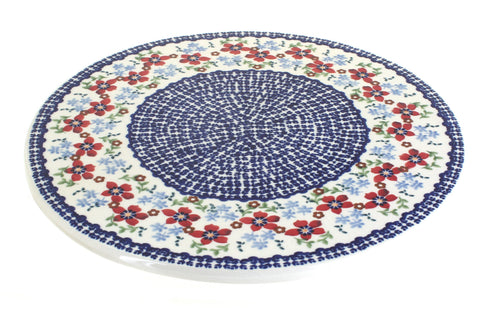 Polish Pottery Red Poppy Round Cutting Board