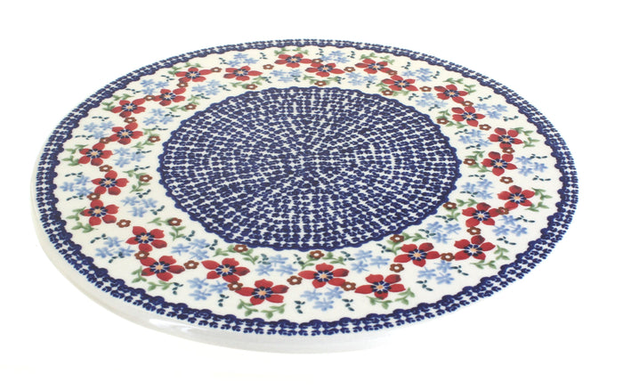 Polish Pottery Red Poppy Round Cutting Board