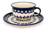 Flowering Peacock Cup & Saucer Polish Pottery