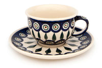 Peacock Cup & Saucer Polish Pottery