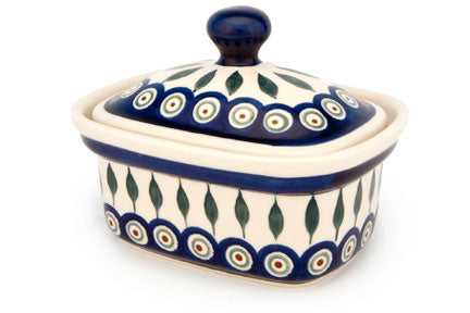 Peacock Butter Tub Polish Pottery