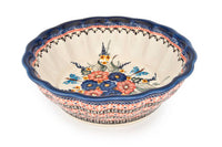 Floral Butterfly Medium Scallop Bowl Polish Pottery