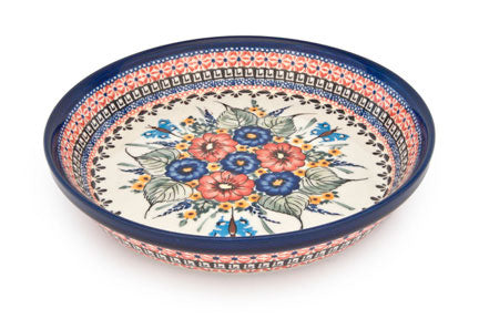Floral Butterfly Pie Plate Polish Pottery