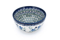 Blue Tulip Dessert Bowl Polish Pottery