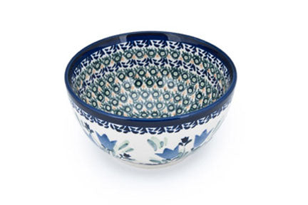 Blue Tulip Dessert Bowl Polish Pottery