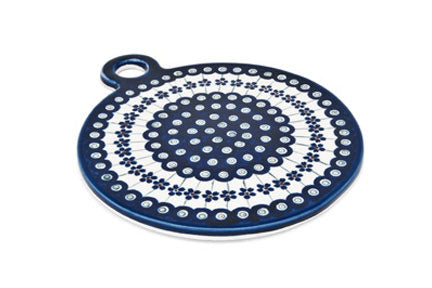 Flowering Peacock Round Cutting Board Polish Pottery