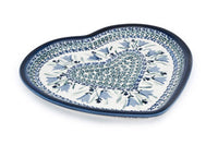 Blue Tulip Heart Plate Polish Pottery