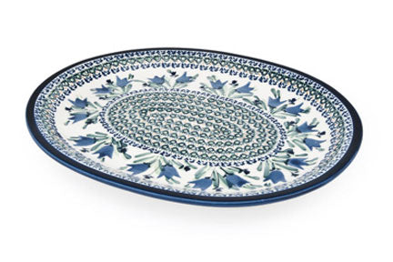 Blue Tulip Large Platter Polish Pottery
