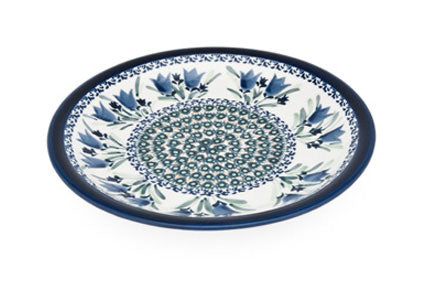 Blue Tulip Small Dinner Plate Polish Pottery