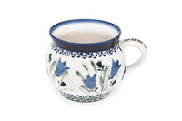 Blue Tulip Medium Bell Shaped Mug Polish Pottery