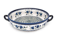 Blue Tulip Round Casserole with Handles Polish Pottery