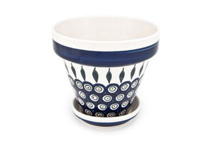 Peacock Medium Flower Pot Polish Pottery