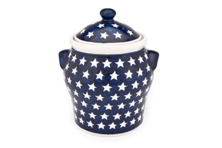 Stars Large Canister Polish Pottery