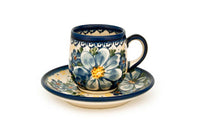 Daisy Surprise Espresso Cup & Saucer Polish Pottery