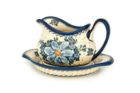 Daisy Surprise Gravy Boat & Plate Polish Pottery