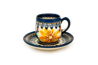 Autumn Burst Espresso Cup & Saucer Polish Pottery
