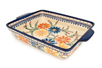 Autumn Burst Baker with Handles Polish Pottery