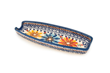 Autumn Burst Corn on the Cob Dish Polish Pottery