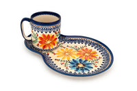 Autumn Burst Breakfast Plate with Mug Polish Pottery