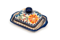 Autumn Burst Square Butter Dish Polish Pottery