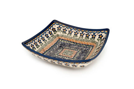 Aztec Flower Square Serving Dish Polish Pottery