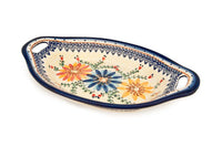 Autumn Burst Bread Tray with Handles Polish Pottery