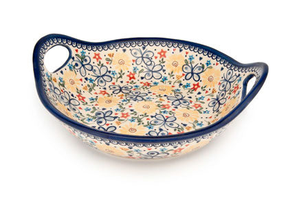 Butterfly Deep Bowl with Handles Polish Pottery