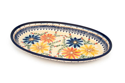 Autumn Burst Oval Platter Polish Pottery