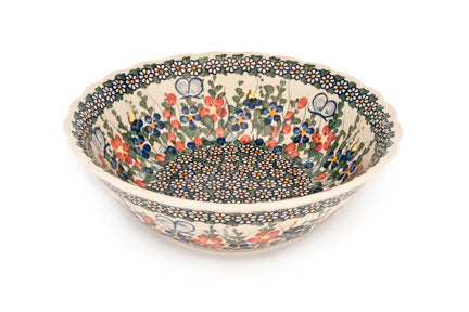 Garden Butterfly Large Serving Bowl Polish Pottery