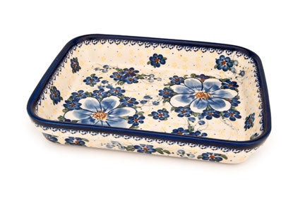 Daisy Surprise Small Rectangular Baker Polish Pottery