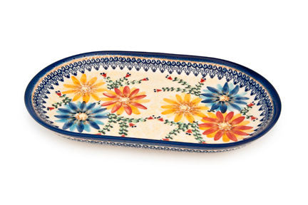 Autumn Burst Large Oval Dish Polish Pottery