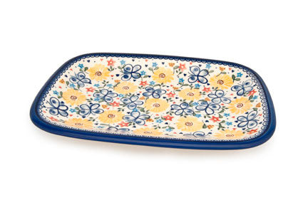 Butterfly Large Rectangular Serving Platter Polish Pottery