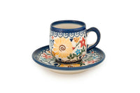 Butterfly Espresso Cup & Saucer Polish Pottery