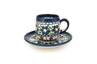 Spring Blossom Espresso Cup & Saucer Polish Pottery