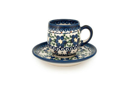 Spring Blossom Espresso Cup & Saucer Polish Pottery