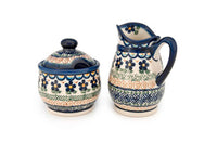 Aztec Flower Cream & Sugar Set Polish Pottery