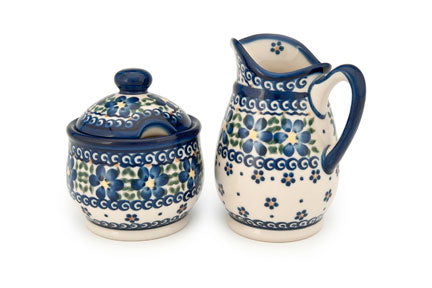 Spring Blossom Cream & Sugar Set Polish Pottery