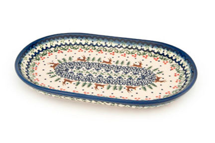 Reindeer Delight Small Oval Dish Polish Pottery