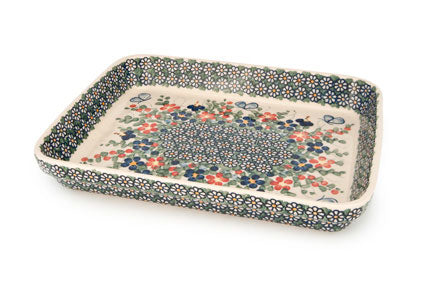Garden Butterfly Medium Rectangular Baker Polish Pottery