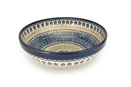 Aztec Flower Large Serving Bowl Polish Pottery