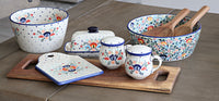 Desert Flower Salt & Pepper Shakers with Handles Polish Pottery