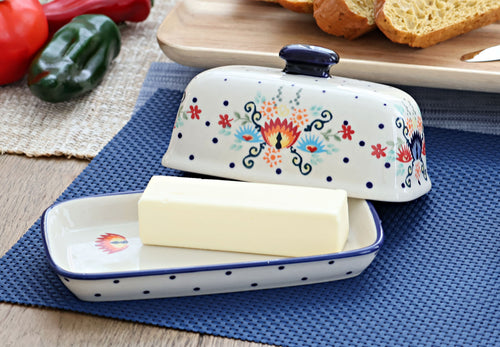 Desert Flower Butter Dish Polish Pottery