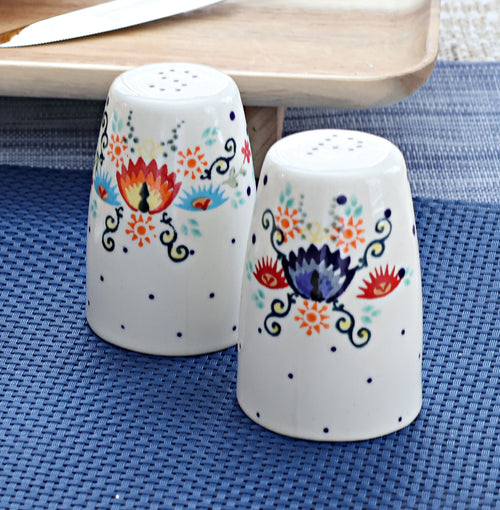 Desert Flower Salt & Pepper Shaker Polish Pottery